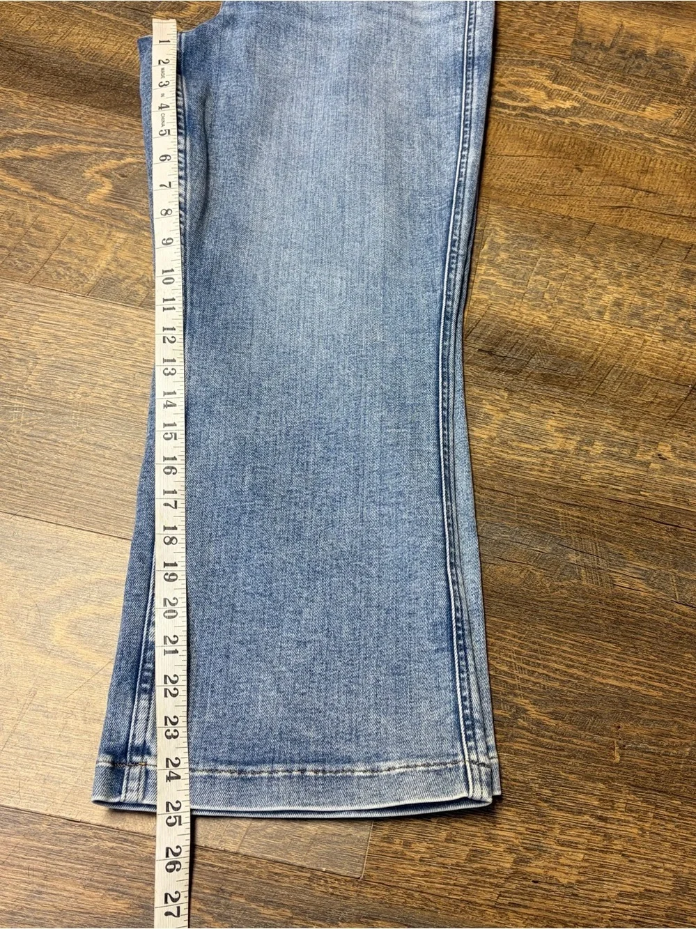 SPANX Cropped Kick Flare Jeans XL Petite Blue Pull On High Rise EveryWear